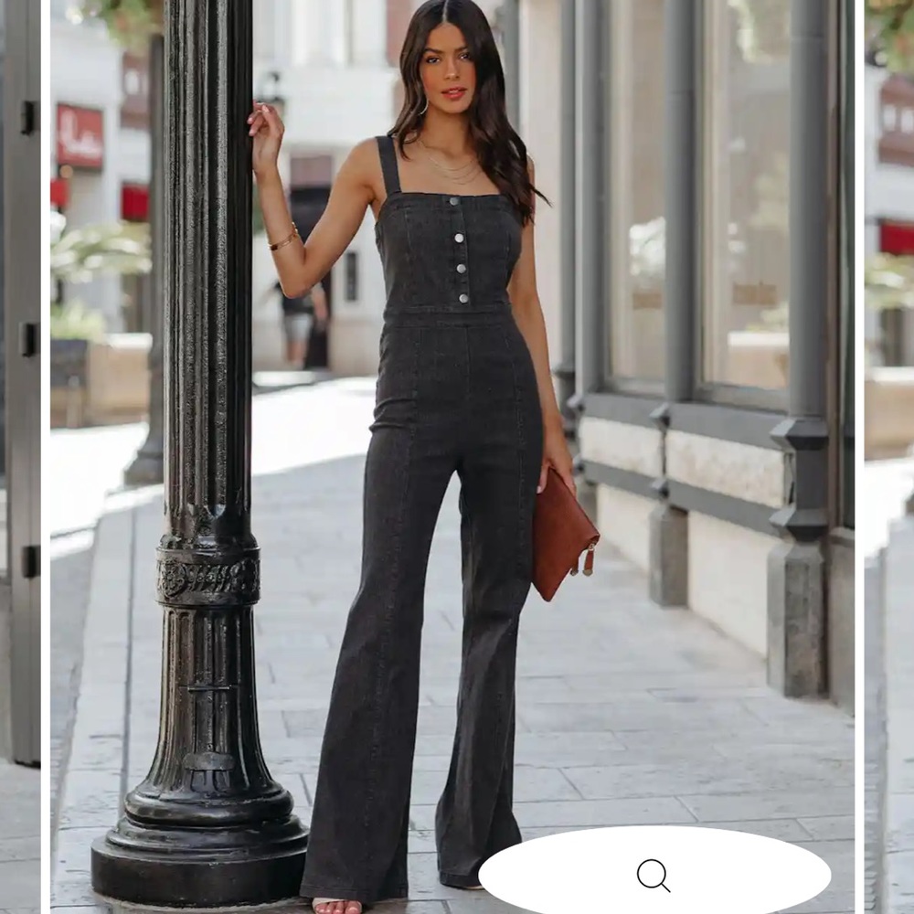 Vici Connor Cotton Blend Denim Flare jumpsuit in Black Acid - NWT - sold out